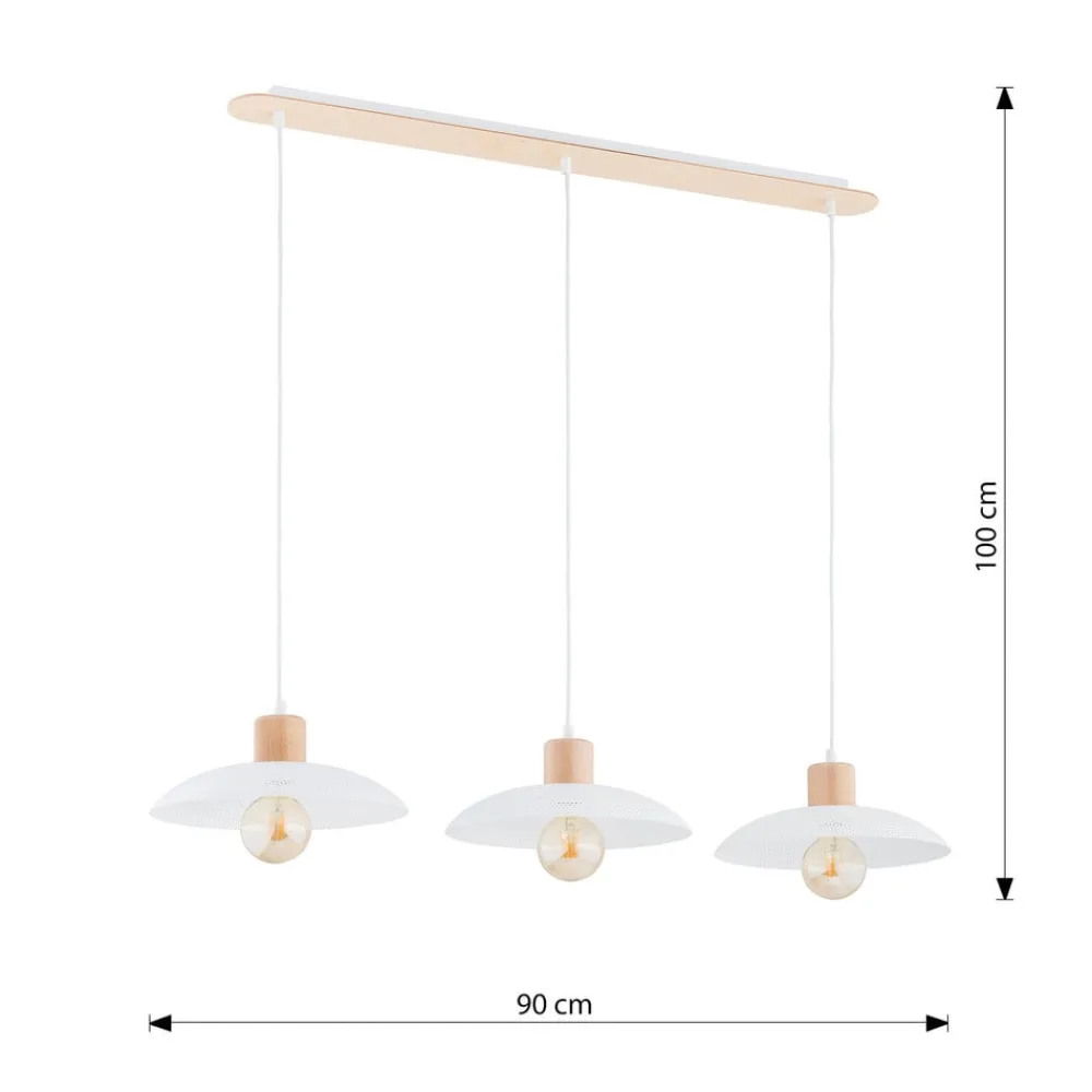 Pendellamper ^ EMIBIG LIGHTING Kobe hængelampe, 3 lyskilder, stål, træ, hvid