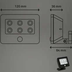 Briloner Væglampe Med Sensor|Udendørs Spot > Kollig udendørs LED-spot med sensor, IP54, sort
