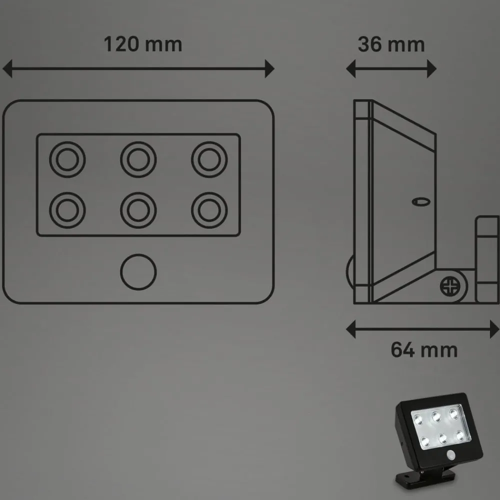 Briloner Væglampe Med Sensor|Udendørs Spot > Kollig udendørs LED-spot med sensor, IP54, sort