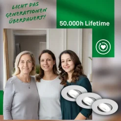 Arbejdsrum/Kontor|Indbygningsspots ^ Briloner Kulana A indbygningslampe, mat krom, 4000K, sæt med 3 stk