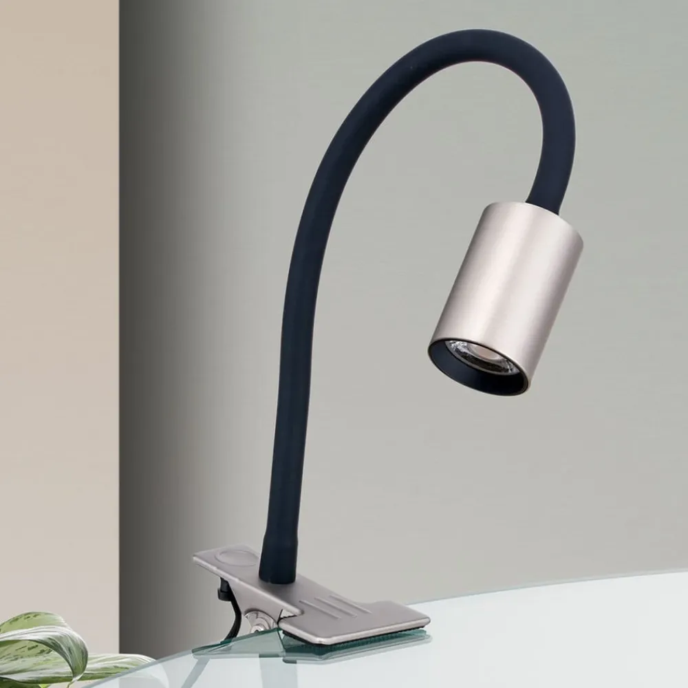 Arbejdsrum/Kontor|Bordlamper ^ ORION Kurt LED-klemmelampe, mat nikkel