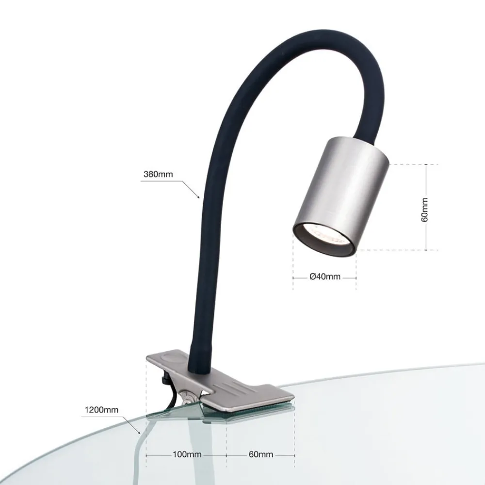 Arbejdsrum/Kontor|Bordlamper ^ ORION Kurt LED-klemmelampe, mat nikkel