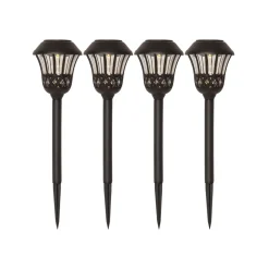 STAR TRADING Solcellelamper > Lace LED-lampe med jordspyd, sort, højde 31 cm, sæt med 4 stk