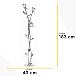 ONLI Gulvlamper|Gulvlamper > Lancia gulvlampe, elfenbensfarvet, 3 lyskilder, jern, glas