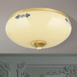 Loftlamper ^ ORION Landhaus loftlampe, messing creme blå, Ø 28 cm