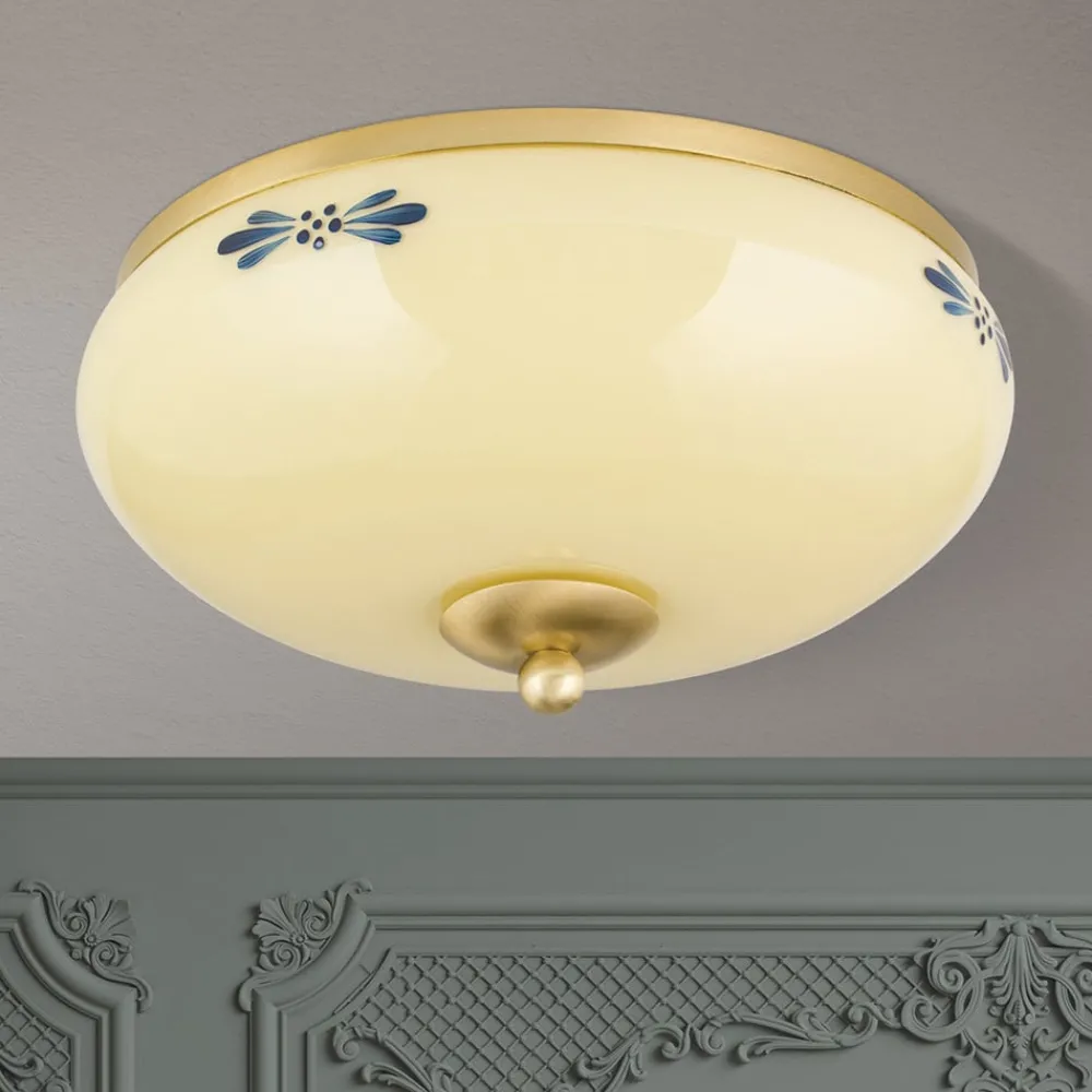 Loftlamper ^ ORION Landhaus loftlampe, messing creme blå, Ø 28 cm