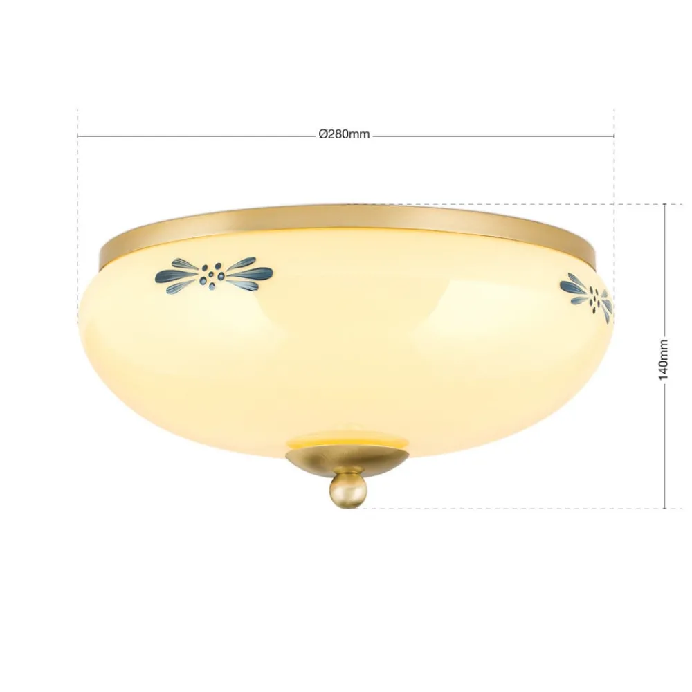 Loftlamper ^ ORION Landhaus loftlampe, messing creme blå, Ø 28 cm