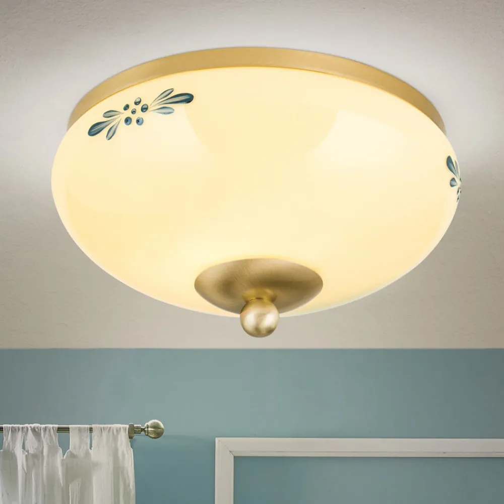 ORION Loftlamper > Landhaus loftlampe, messing creme blå, Ø 21 cm