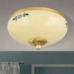 ORION Loftlamper > Landhaus loftlampe, messing creme blå, Ø 21 cm