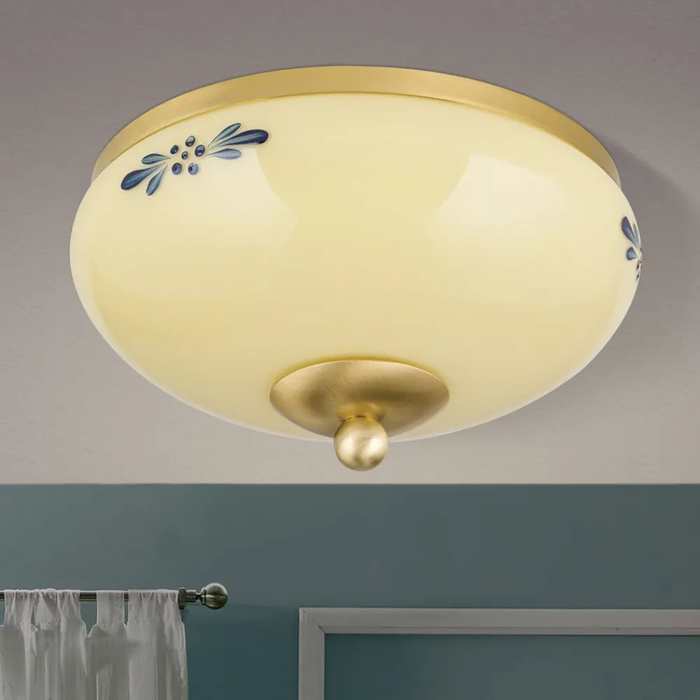 ORION Loftlamper > Landhaus loftlampe, messing creme blå, Ø 21 cm