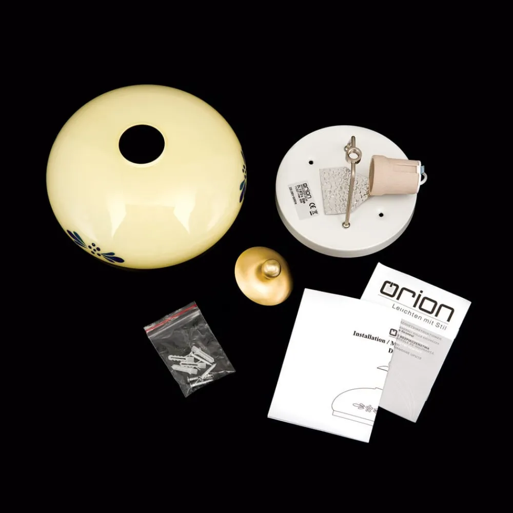 ORION Loftlamper > Landhaus loftlampe, messing creme blå, Ø 21 cm