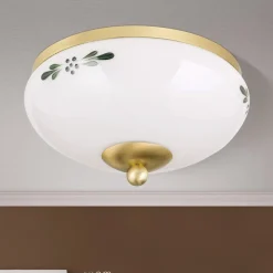 ORION Loftlamper|Loftlamper > Landhaus loftlampe, messing, opal grøn, Ø 21 cm