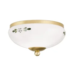 ORION Loftlamper|Loftlamper > Landhaus loftlampe, messing, opal grøn, Ø 21 cm