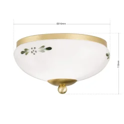 ORION Loftlamper|Loftlamper > Landhaus loftlampe, messing, opal grøn, Ø 21 cm
