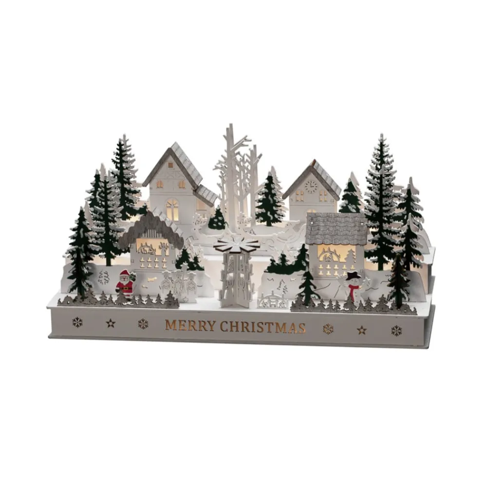 Konstsmide Christmas Dekorationsbelysning|Julepynt > Landsby LED-adventsstage, træ, transformer/batteri