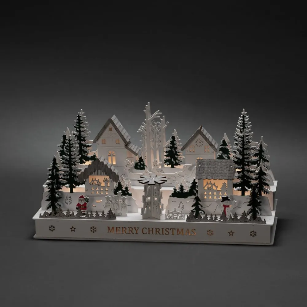 Konstsmide Christmas Dekorationsbelysning|Julepynt > Landsby LED-adventsstage, træ, transformer/batteri