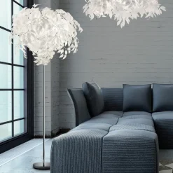 Reality Leuchten Gulvlamper|Gulvlamper > Leavy gulvlampe, højde 180 cm, krom/hvid, metal/plast