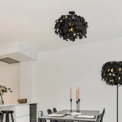 Reality Leuchten Loftlamper > Leavy loftslampe, Ø 70 cm, sort/guld, plast