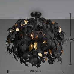 Reality Leuchten Loftlamper > Leavy loftslampe, Ø 70 cm, sort/guld, plast