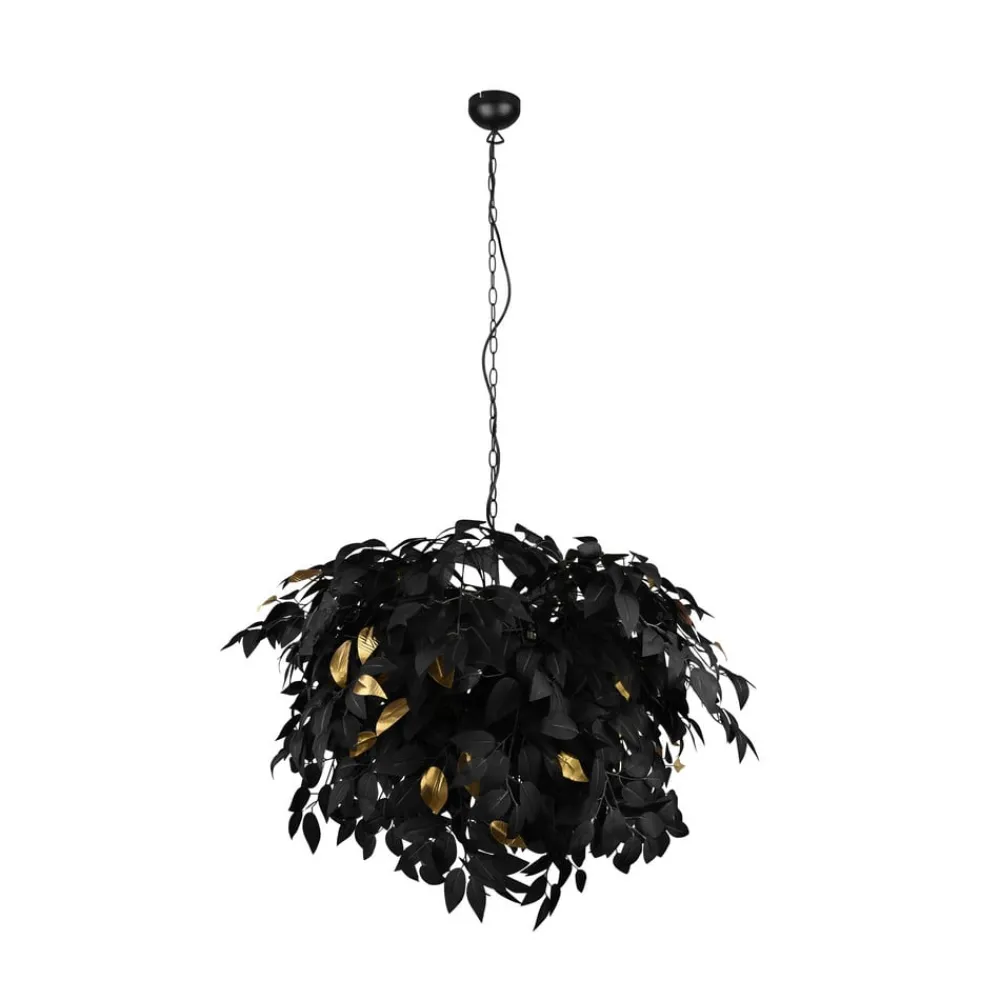 Pendellamper ^ Reality Leuchten Leavy pendellampe, sort/guld, Ø 70 cm, plast