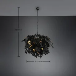 Pendellamper ^ Reality Leuchten Leavy pendellampe, sort/guld, Ø 70 cm, plast