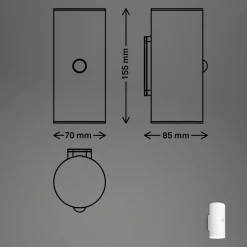 Væglampe Med Sensor|Væglamper ^ Briloner LED-akkudrevet udendørs væglampe, hvid, sensor, op/ned
