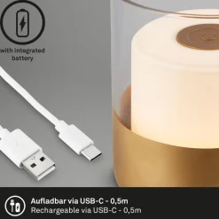 Dekorationsbelysning|Terrassebelysning ^ Briloner LED-batteri-bordlampe 7483 IP44 lysdæmper, guld