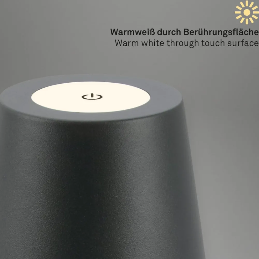 Dekorationsbelysning|Bordlamper ^ Briloner LED-bordlampe 7508015, antracit 2.700 K IP44 Touchdim