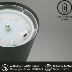 Dekorationsbelysning|Bordlamper ^ Briloner LED-bordlampe 7508015, antracit 2.700 K IP44 Touchdim