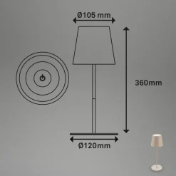 Dekorationsbelysning|Terrassebelysning ^ Briloner LED-bordlampe 7508011, beige, 2.700 K IP44 touchdæmper