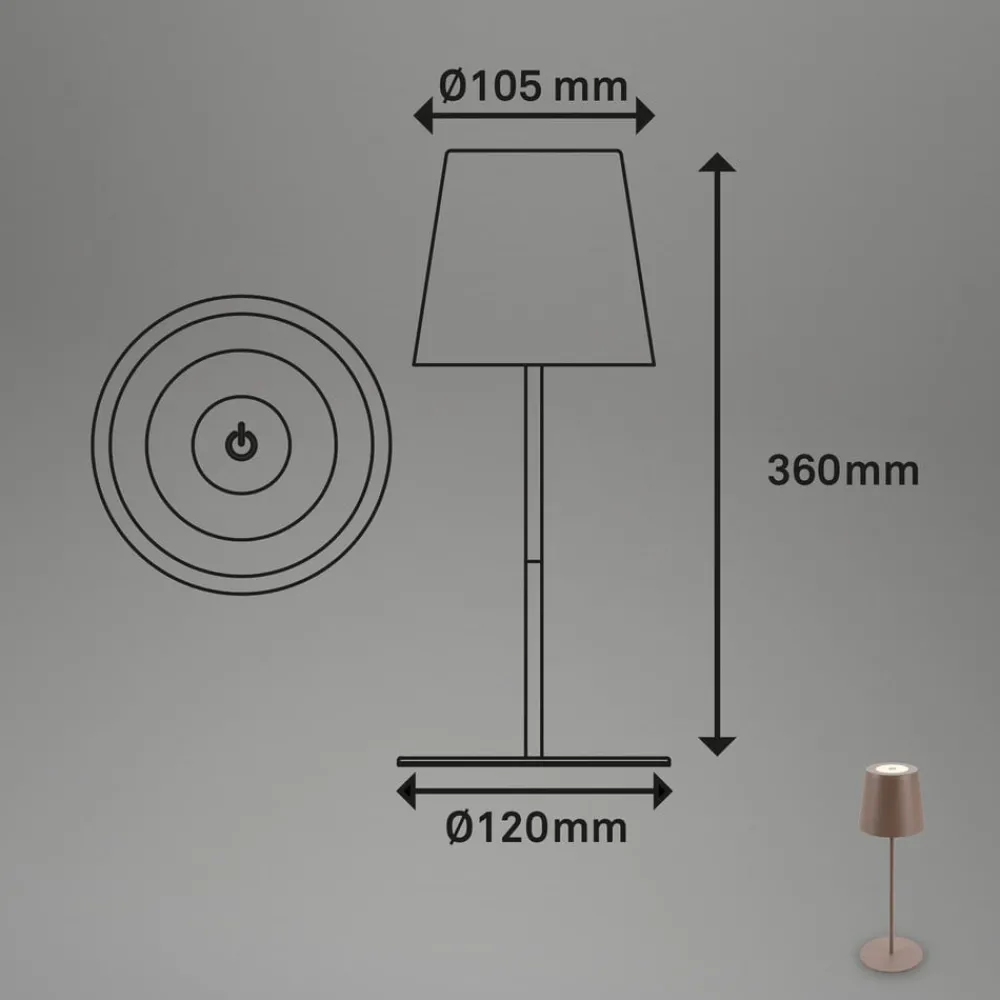 Briloner Terrassebelysning|Bordlamper > LED-bordlampe 7508012, brun, 2.700 K IP44 touchdæmper