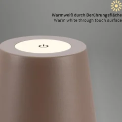 Briloner Terrassebelysning|Bordlamper > LED-bordlampe 7508012, brun, 2.700 K IP44 touchdæmper