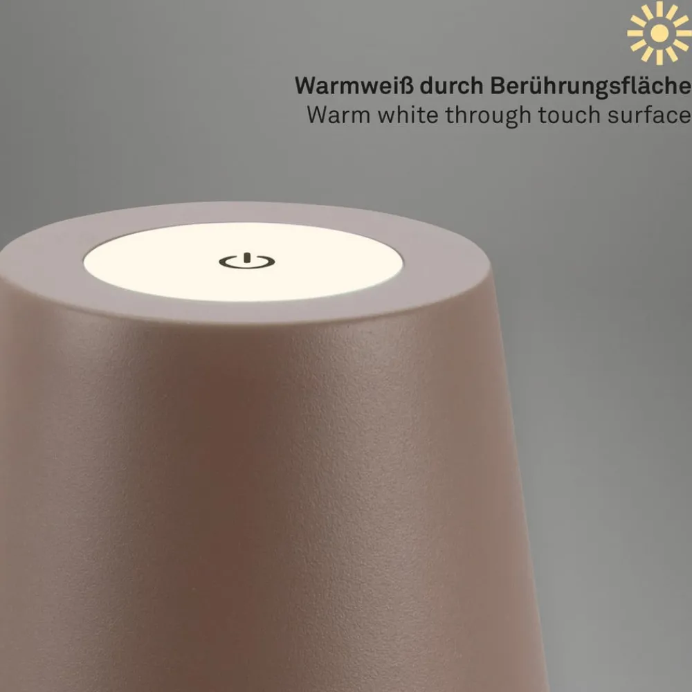Briloner Terrassebelysning|Bordlamper > LED-bordlampe 7508012, brun, 2.700 K IP44 touchdæmper