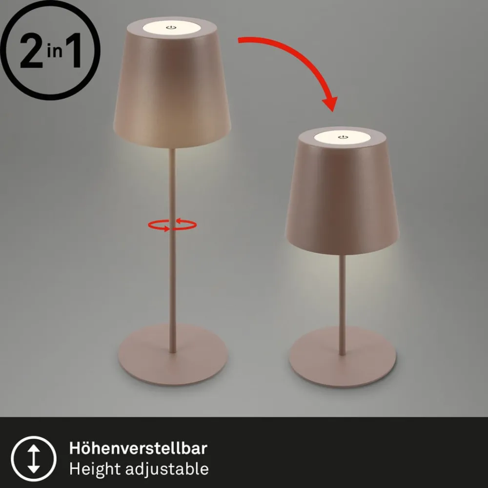 Briloner Terrassebelysning|Bordlamper > LED-bordlampe 7508012, brun, 2.700 K IP44 touchdæmper