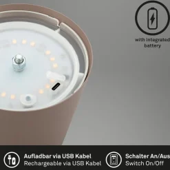 Briloner Terrassebelysning|Bordlamper > LED-bordlampe 7508012, brun, 2.700 K IP44 touchdæmper