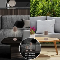 Briloner Terrassebelysning|Bordlamper > LED-bordlampe 7508012, brun, 2.700 K IP44 touchdæmper