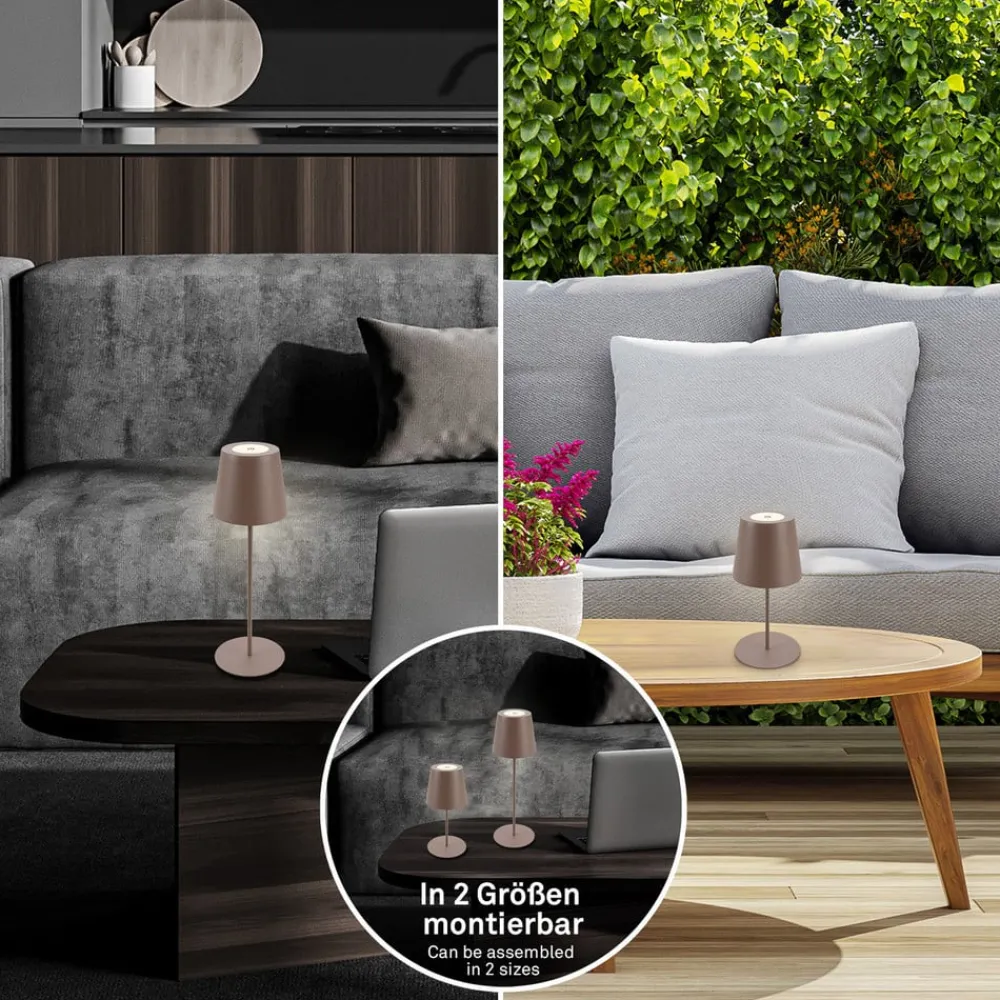 Briloner Terrassebelysning|Bordlamper > LED-bordlampe 7508012, brun, 2.700 K IP44 touchdæmper