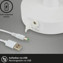 Briloner Dekorationsbelysning|Bordlamper > LED-bordlampe Campi, genopladeligt batteri, dæmpbar, hvid