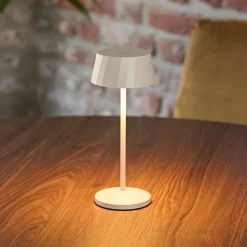 Sigor Dekorationsbelysning|Terrassebelysning > LED-bordlampe Facetta, beige, 22 cm, metal, CCT IP44