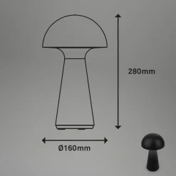 Dekorationsbelysning|Terrassebelysning ^ Briloner LED-bordlampe Fungo, genopladelig, sort