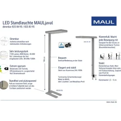 Arbejdsrum/Kontor ^ Maul LED-bordlampe javal, sølv, 120 cm, dæmpbar, klemmefod