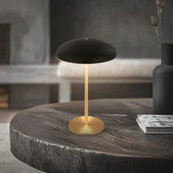 Terrassebelysning|Bordlamper ^ Briloner LED-bordlampe med batteri Brilo unplugged Caxa, sort/messing