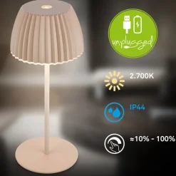 Briloner Dekorationsbelysning|Terrassebelysning > LED-bordlampe med batteri Brilo unplugged Riffle, 20 cm, beige