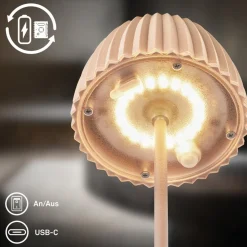 Briloner Dekorationsbelysning|Terrassebelysning > LED-bordlampe med batteri Brilo unplugged Riffle, 20 cm, beige