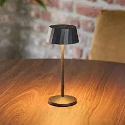 Sigor Dekorationsbelysning|Terrassebelysning > LED-bordlampe med batteri Facetta, 3-pak, sort, 22 cm, IP44