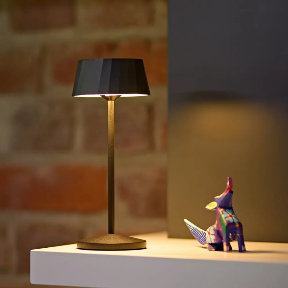 Sigor Dekorationsbelysning|Terrassebelysning > LED-bordlampe med batteri Facetta, 3-pak, sort, 22 cm, IP44