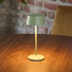 Sigor Dekorationsbelysning > LED-bordlampe med batteri Facetta, grøn, højde 22 cm, metal, CCT
