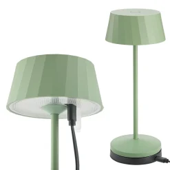 Sigor Dekorationsbelysning > LED-bordlampe med batteri Facetta, grøn, højde 22 cm, metal, CCT