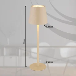 Globo Dekorationsbelysning|Terrassebelysning > LED-bordlampe med batteri Vannie, sandfarvet, højde 36 cm, IP44