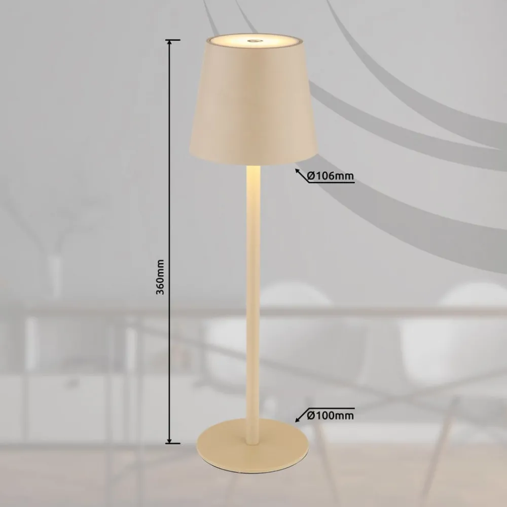 Globo Dekorationsbelysning|Terrassebelysning > LED-bordlampe med batteri Vannie, sandfarvet, højde 36 cm, IP44